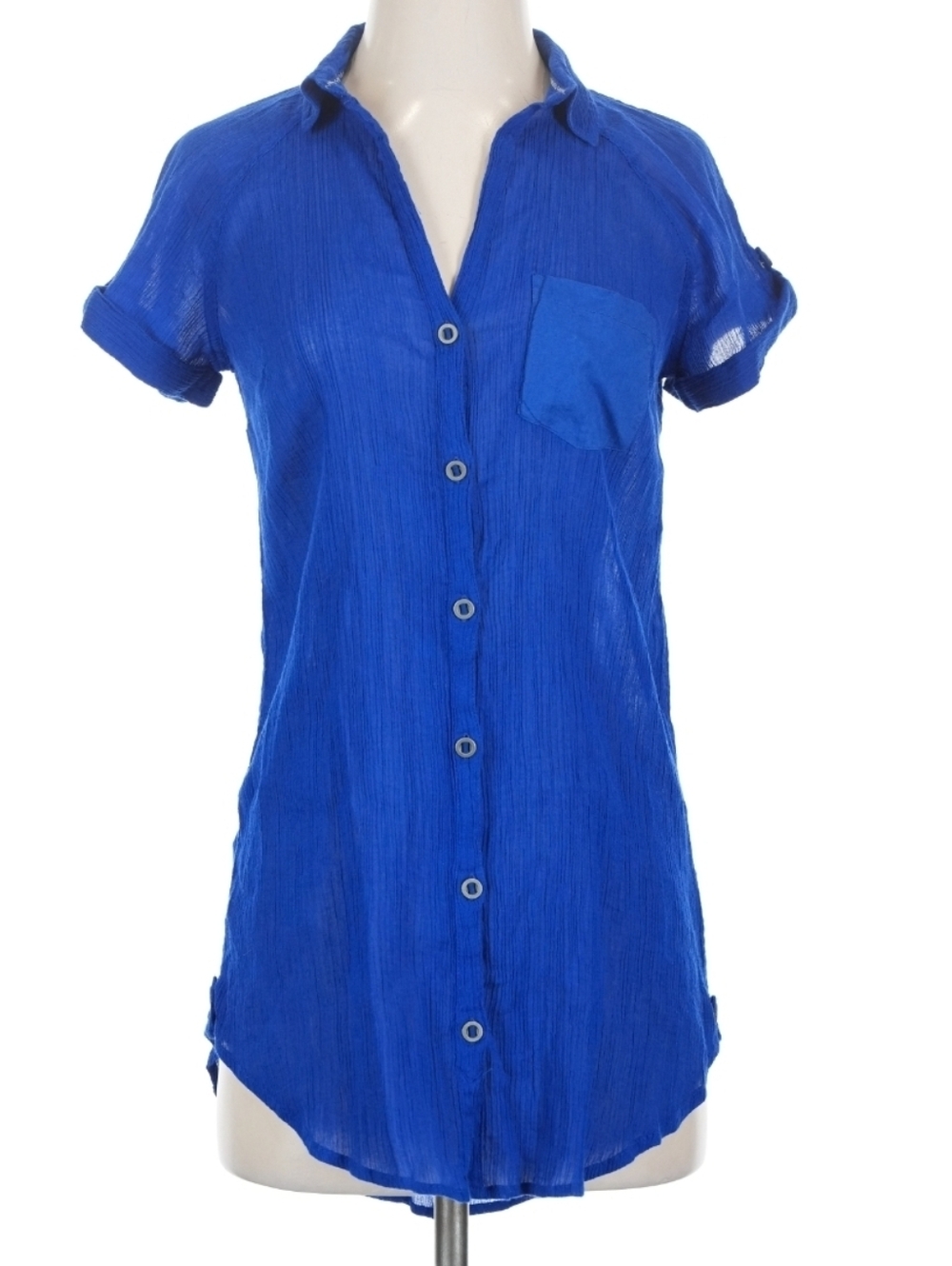 Hei Hei Women's Cobalt Blue Short-Sleeve Button-Down  Shirt